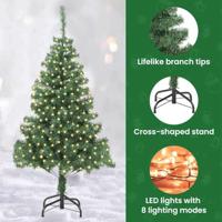 VidaXL Kerstboom met 300 led met standaard groen 180 cm pvc - thumbnail