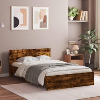 Bedframe met hoofdeinde gerookt eikenkleurig 135x190 cm - thumbnail