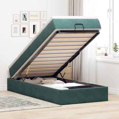 Ottoman bed met matras 80x200cm fluweel donkergroen