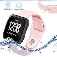 Fitbit Versa 1 / 2 & Lite siliconen bandje - Maat: Large - Roze - thumbnail