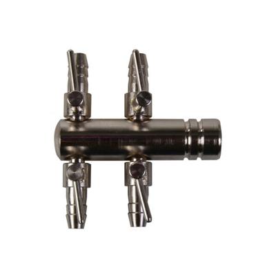 Europond Verchroomde Luchtverdeler 9mm - 4 Verstelbare Uitgangen & Regelkraan