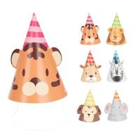 Feesthoedje Jungledieren met Oren, 6st. - thumbnail