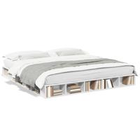 Bedframe massief hout wit 200x200 cm - thumbnail