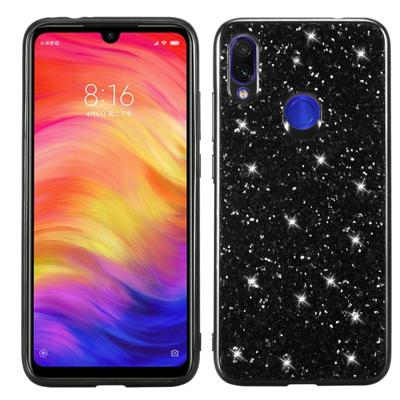 Glitter poeder schokbestendige TPU Case voor Xiaomi Redmi opmerking 7 (zwart)
