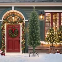 Kunstkerstboom met standaard smal 210 cm PVC groen - thumbnail