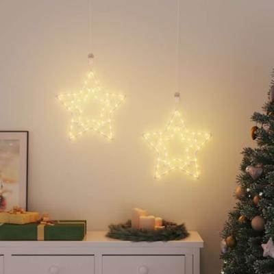 VidaXL Kerstverlichting ster silhouet 2 st 50 leds warm wit