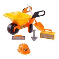 Cavallino kruiwagen geel met gereedschap en helm, 6dlg. - thumbnail