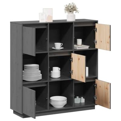 Hoge kast 110,5x35x117 cm massief grenenhout grijs