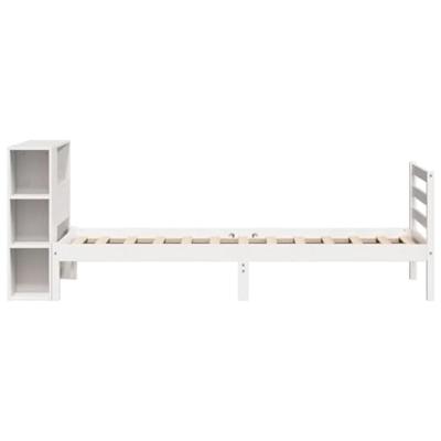 Bed met boekenkast zonder matras grenenhout wit 90x200 cm