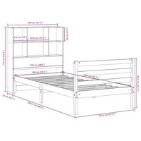 Bed met boekenkast zonder matras hout wasbruin 100x200 cm - thumbnail
