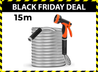 FlinQ RVS Flexibele Tuinslang - 15 meter - Waterslang met Sproeikop - thumbnail