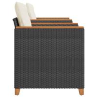 3-delige Bistroset met kussens poly rattan en acaciahout zwart - thumbnail