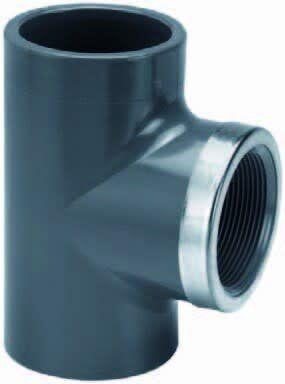 T-Stuk 25 x ¾" Lijm x Binnendraad met RVS Ring