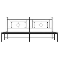 Bedframe met hoofdbord metaal zwart 193x203 cm - thumbnail