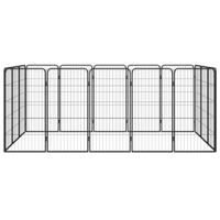 Hondenkennel 16 panelen 50 x 100 cm gepoedercoat staal zwart - thumbnail