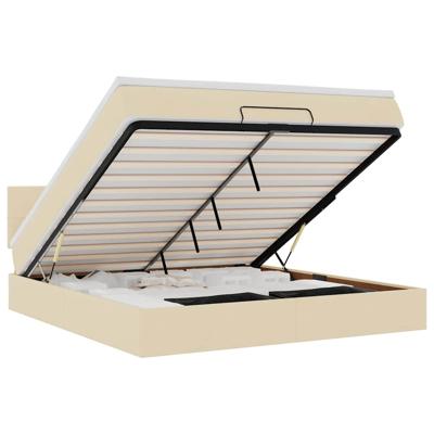 Ottoman bed met matras en LED's 120x200cm stof crèmekleurig