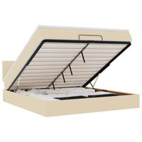 Ottoman bed met matras en LED's 120x200cm stof crèmekleurig - thumbnail