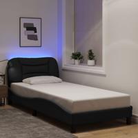 Bedframe met LED zonder matras 140x190 cm stof zwart - thumbnail