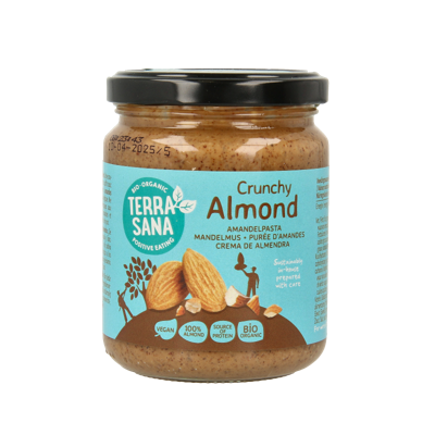 Amandelpasta bruin crunchy bio 250 Gram Amandelpasta bruin crunchy bio 250 Gram