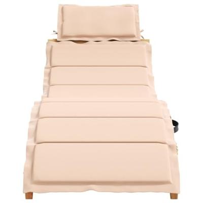 Ligbed met kussen massief acaciahout beige - thumbnail