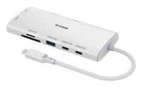 D-Link DUP-A01 USB-C (USB 3.2 Gen 1) multiport hub Met USB-C stekker, USB-C PD laadaansluiting Wit - thumbnail