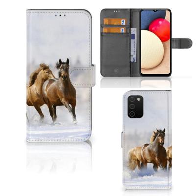 Samsung Galaxy A03s | Telefoonhoesje | Met pasjeshouder | Paarden
