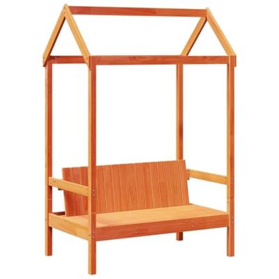 Kinderbedset met huisje massief grenenhout wasbruin 90x200 cm