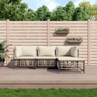 4-delige Loungeset met kussens poly rattan antracietkleurig - thumbnail