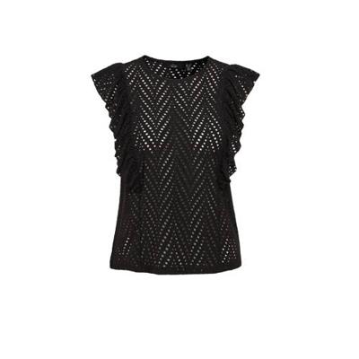 VERO MODA top VMLEAH van gerecycled polyester zwart