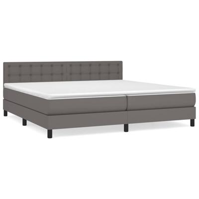 Boxspring met matras kunstleer grijs 200x200 cm