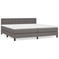 Boxspring met matras kunstleer grijs 200x200 cm - thumbnail