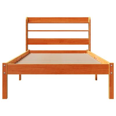 Bedframe met hoofdbord massief grenenhout wasbruin 100x200 cm