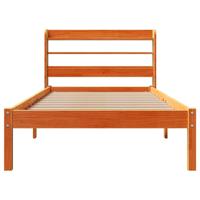 Bedframe met hoofdbord massief grenenhout wasbruin 100x200 cm - thumbnail