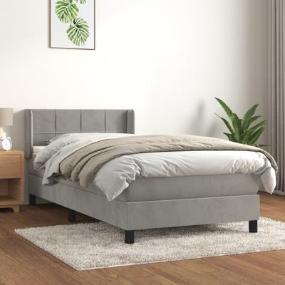 Boxspring met matras fluweel lichtgrijs 90x190 cm