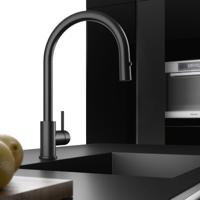 Hotbath Fellow keukenkraan met flexibele uittrekbare handdouche en draaibare uitloop zwart mat FKM14 - thumbnail