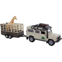 Kids Globe die-cast land rover met giraffe-trailer, 29cm - thumbnail