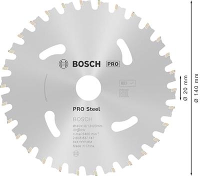 Bosch Accessories PRO Steel cordless 2608837747 Cirkelzaagblad 140 x 20 mm Aantal tanden: 30 1 stuk(s)
