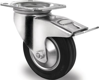 Promat/Tecwerk Zwenkwiel | Wiel-Ø 200 mm | draagvermogen 205 kg | met totale rem van massief rubber | 135x110mm - 3000276014