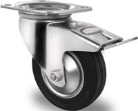 Promat/Tecwerk Zwenkwiel | Wiel-Ø 200 mm | draagvermogen 205 kg | met totale rem van massief rubber | 135x110mm - 3000276014 - thumbnail