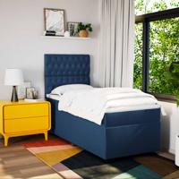 Boxspring met matras stof blauw 140x190 cm - thumbnail