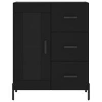 Dressoir 69,5x34x90 cm bewerkt hout zwart - thumbnail