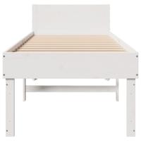 Bedframe zonder matras massief grenenhout wit 75x190 cm - thumbnail