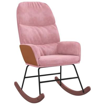 Schommelstoel fluweel roze