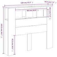 Hoofdbord 120x18,5x103,5 cm bewerkt hout sonoma eikenkleurig - thumbnail