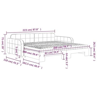 Slaapbank onderschuifbed en matrassen 100x200 cm fluweel blauw