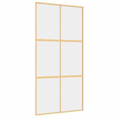 Schuifdeur 102,5x205 cm helder ESG-glas en aluminium goudkleur - thumbnail