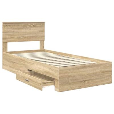 Bedframe met hoofdeinde Sonoma Eiken 90 x 200 cm Bewerkt hout