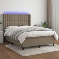 Boxspring met matras en LED stof taupe 140x190 cm - thumbnail