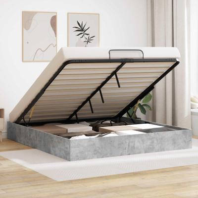 Ottoman Bedframe met opslag Beton 193 x 120 x 25 cm Spaanplaat