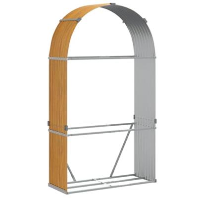 VidaXL Haardhoutopslag 120x45x210 cm gegalvaniseerd staal houtlook VidaXL Haardhoutopslag 120x45x210 cm gegalvaniseerd staal houtlook
